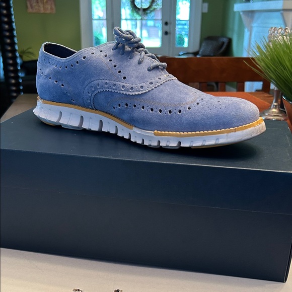 Cole Haan Light Blue Suede Oxfords - Picture 1 of 5